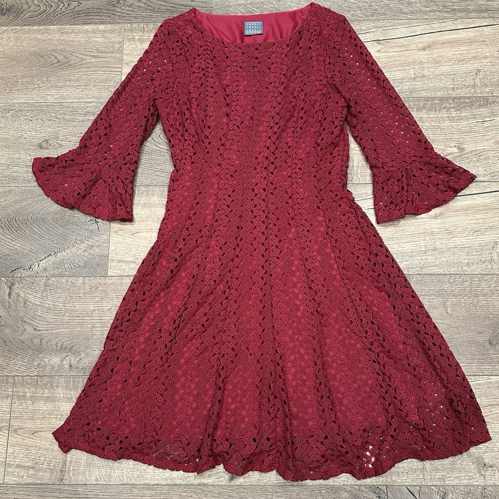RABBIT‎ RABBIT DESIGNS Womens Dress Lace Bell Sleeve Fit Flare Romantic Boho M